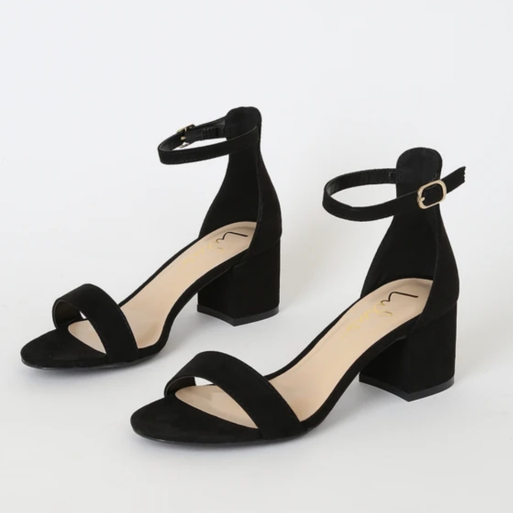 Lulu's suede black heeled sandals